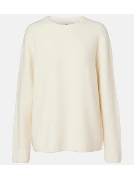 Pulover Vince din cașmir alb