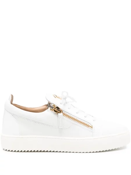 Sneakerși Giuseppe Zanotti Frankie cu șireturi din dantelă alb