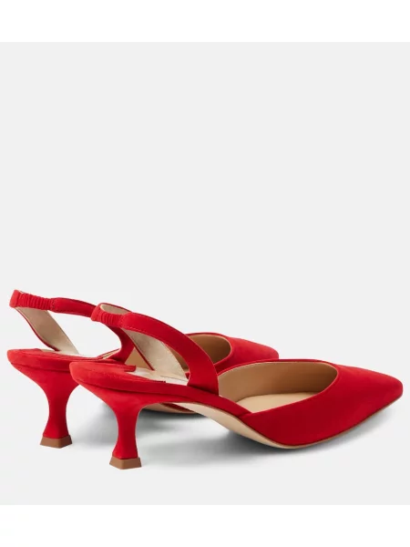 Pantofi cu toc Manolo Blahnik din piele de căprioară slingback roșu