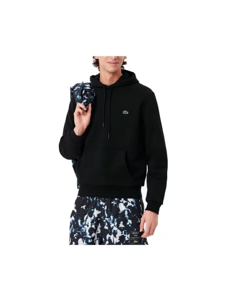 Lacoste Bluzy Mężczyzna M Podstawowy kaptur z haftowanym krokodylem czarny