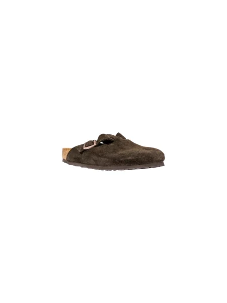 Klapki Birkenstock zamszowe brązowe