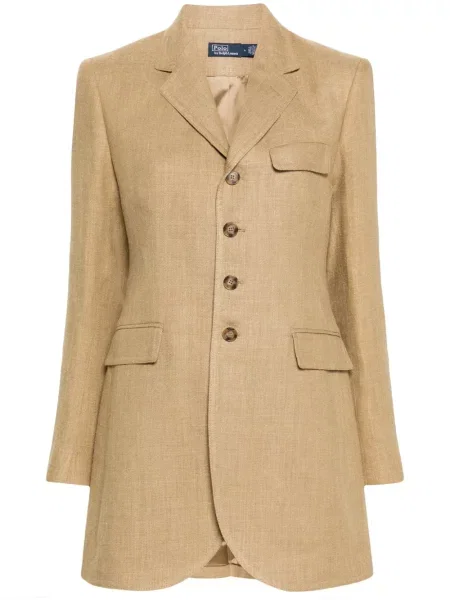 Haftowane spodnie Polo Ralph Lauren tweedowe jednorzędowe białe