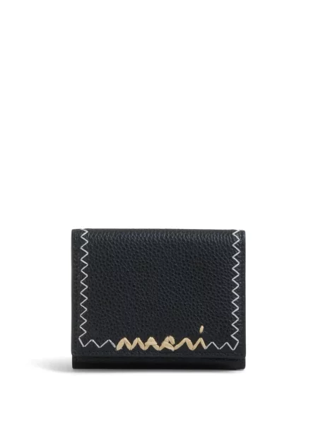 Portofel Marni cu broderie din piele negru