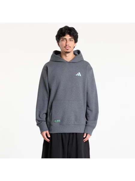 Суичър с качулка Adidas Performance с качулка с принт сиво