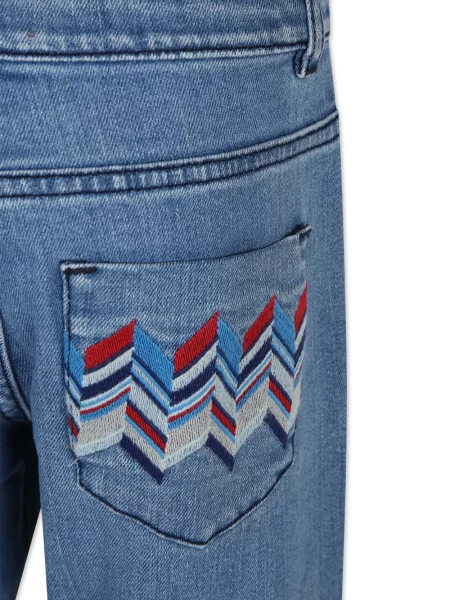 Jeansy straight leg dziecięce Missoni niebieskie