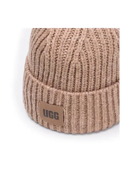 UGG czapka beanie z dodatkiem wełny brązowa