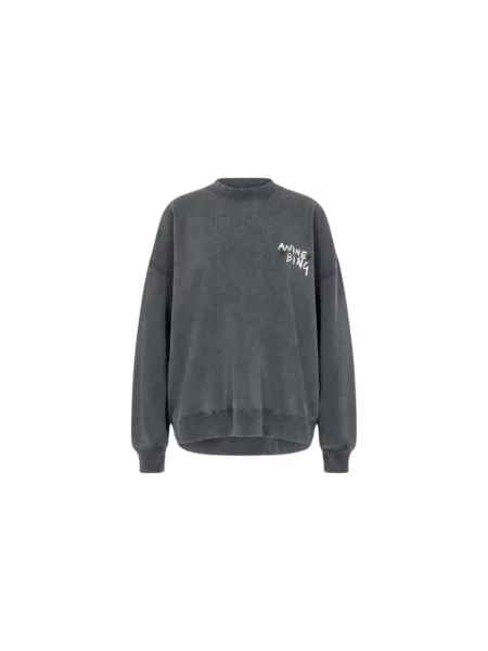 Bluza Anine Bing z logo z dżerseju szara