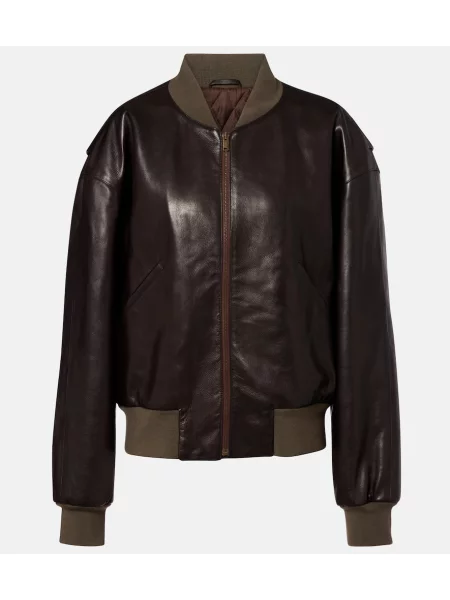 Geanta de piele The Row maro