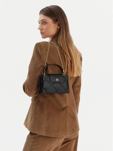 Tory Burch Geantă Kira Diamond Quilt East-West Top Handle negru