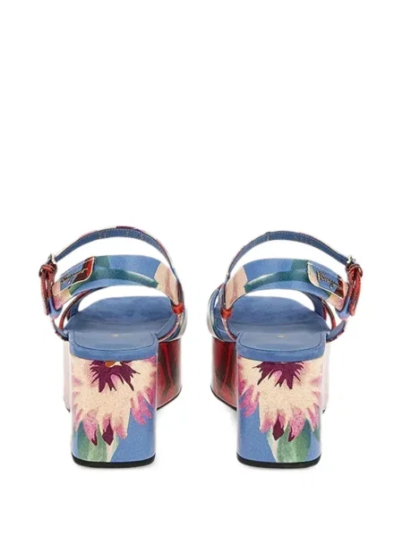 Sandale Ferragamo cu model floral cu imagine albastru