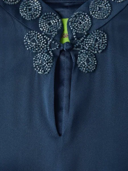Rochie Shanghai Tang cu volane albastru