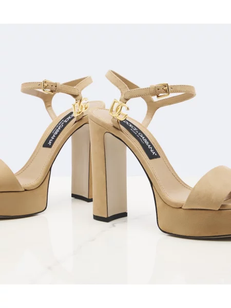 Sandale Dolce&gabbana din piele de căprioară cu platformă bej