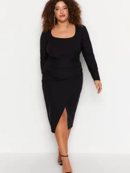 Midi obleka Trendyol črna