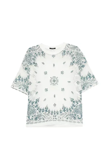 Tricou Taakk cu imagine cu model paisley plasă alb