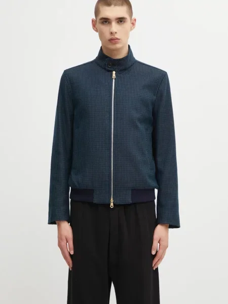 Paul Smith jachetă din amestec de lână 0 bleumarin de tranziție