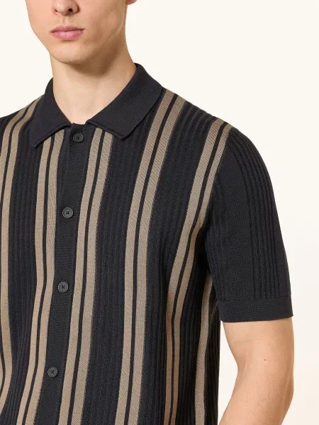Marc O'polo Pletená Košile Regular Fit tmavě modrá béžová