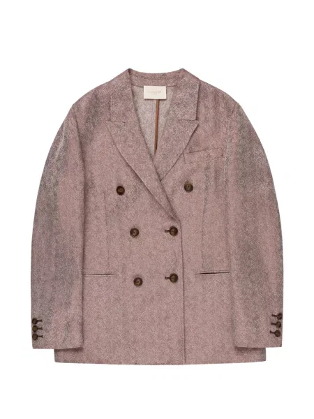 Sacou Slowear cu model herringbone cu două rânduri de nasturi maro