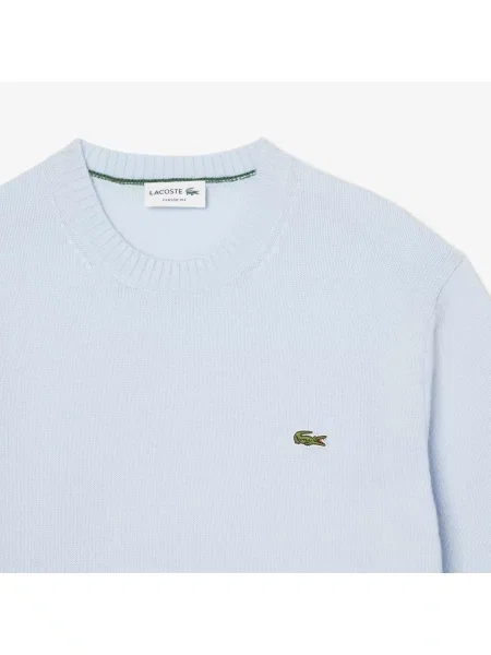 Lacoste Wełniany Sweter Z Okrągłym Dekoltem niebieski