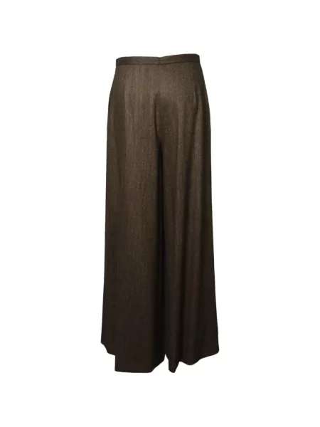 Pantaloni palazzo Solotre cu model herringbone maro