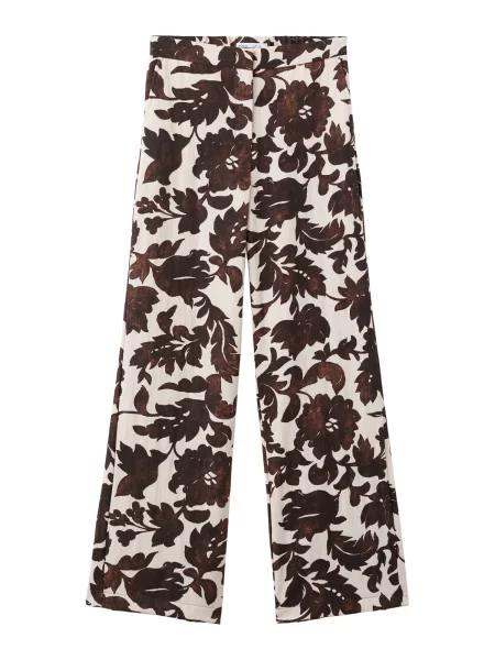 MANGO Pantaloni Karina ecru / ciocolatiu