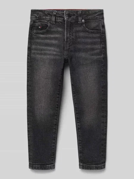 Jeansy o kroju straight fit z mieszanki bawełny Tommy Hilfiger czarne