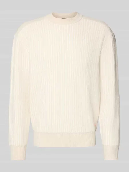 Regular Fit sweter z mieszanki wełny dziewiczej MODEL „KOLTORP” Boss Orange biały