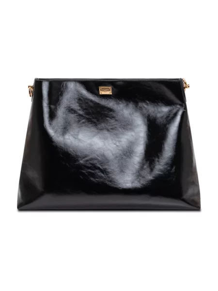 Duża torebka skórzana Dolce And Gabbana czarna