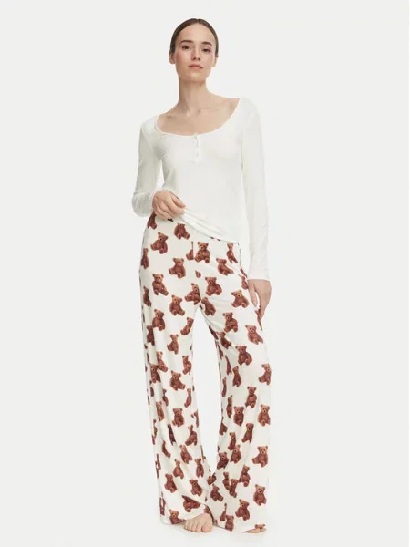 GUESS Pijama ARIA maro deschis / negru alb