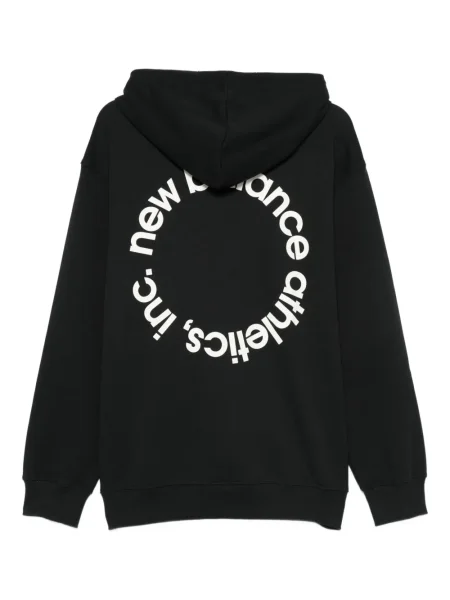 Tricou New Balance cu broderie cu decolteu rotund negru