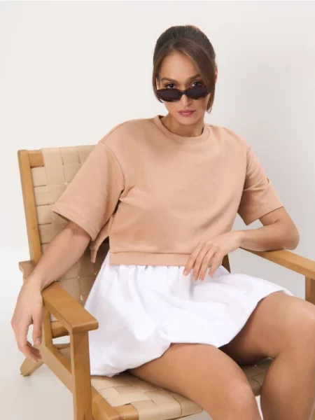 Kostiumas mini mini suknelė Mohito smėlinė