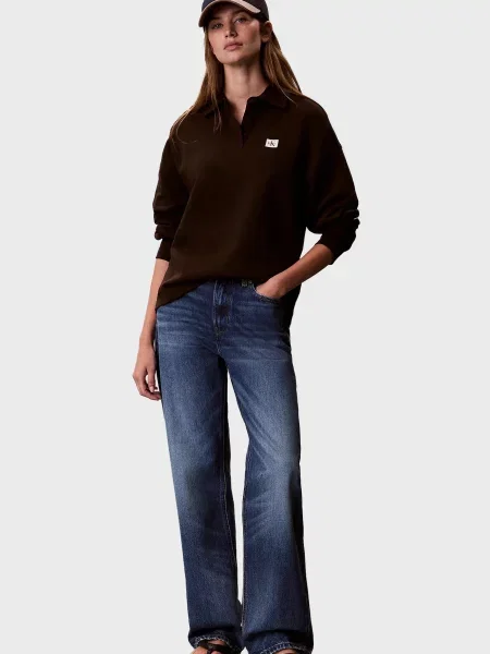 Махрове поло Calvin Klein Jeans коричневе