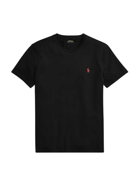 Koszulka polo Polo Ralph Lauren z dżerseju z dekoltem w kształcie litery U z długim rękawem czarna