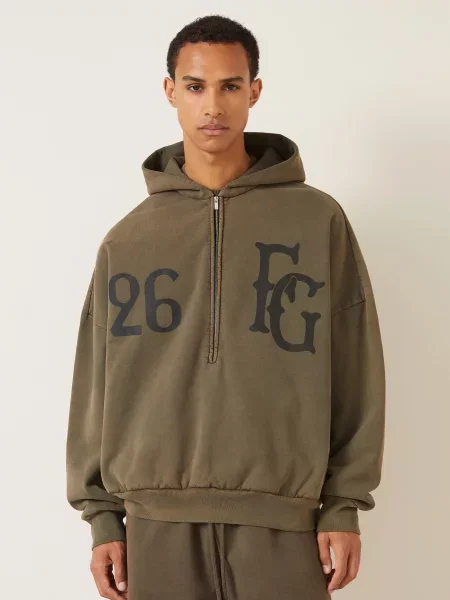 Fear Of God Oversized Mikina S Kapucí khaki černá