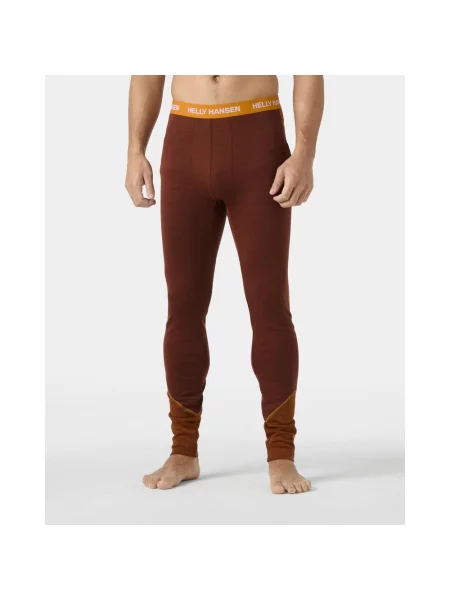 Długie legginsy Helly Hansen Lifa Merino Midweight brązowy ciemny S pomarańczowy