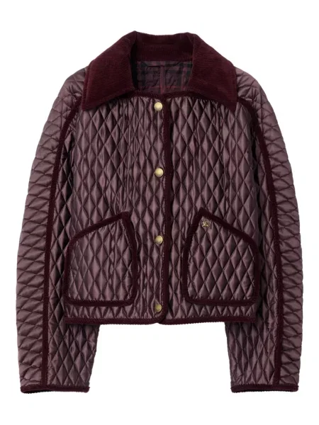 Geacă cu puf Burberry de catifea cord roșu