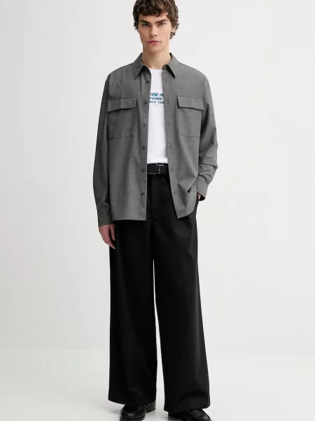 Calvin Klein koszula regular z kołnierzykiem klasycznym szary