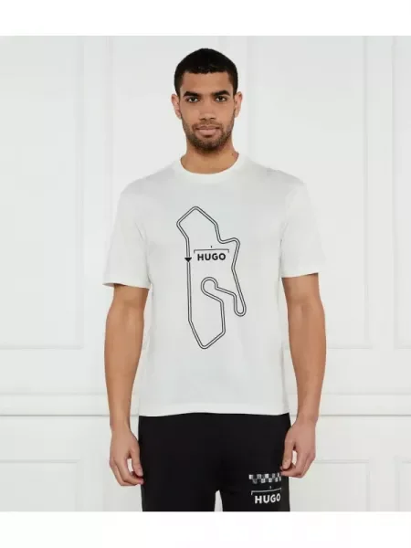 HUGO Tricou Droad alb