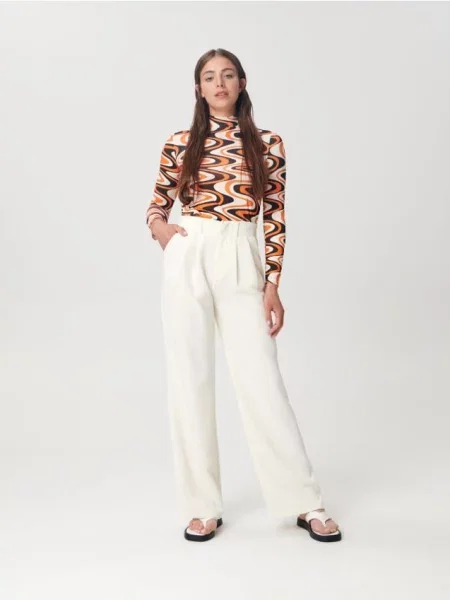 Штани high waist loose нюдовий