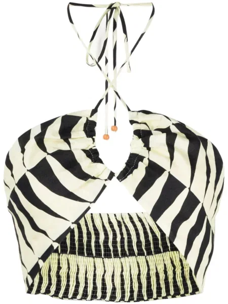 Top Cala De La Cruz z dekoltem halter żółty