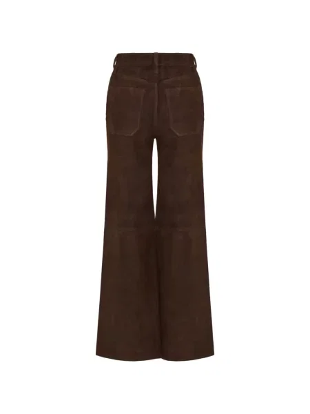Pantaloni palazzo Frame din piele de căprioară maro
