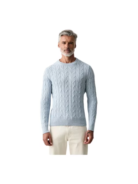 Dzianinowy sweter Hackett niebieski