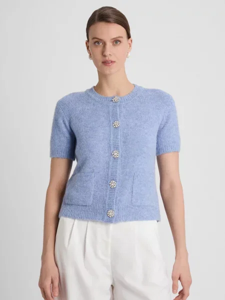 Guido Maria Kretschmer kardigan z alpaką i wełną Daphne Kobiety drobna dzianina jednolity 34 niebieski