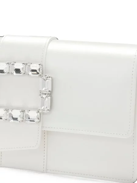 Clutch Manolo Blahnik με αγκράφα λευκό
