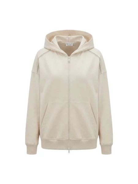 Bluza z kapturem Brunello Cucinelli z kapturem beżowa