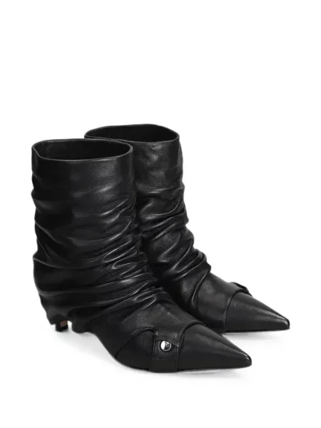 Cizme scurte The Seller cu volane negru