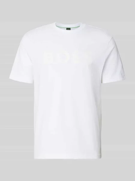 T-shirt o kroju regular fit z czystej bawełny model TS_STRUCTURE LOGO Boss Green biała
