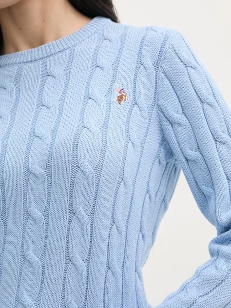 U.S. Polo Assn. női pulóver CREW NECK CABLE kék