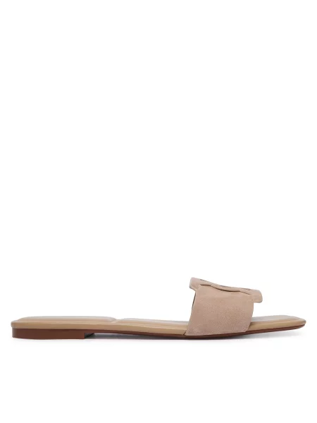 Papuci Calvin Klein din piele de căprioară fără toc bej