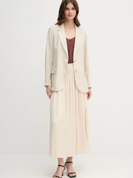 Льняний жакет United Colors of Benetton однобортний однотонна зелений