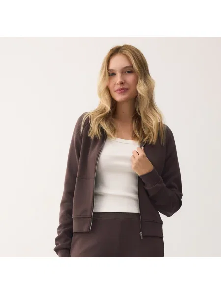 Reserved Mikina na se stojáčkem hnědá